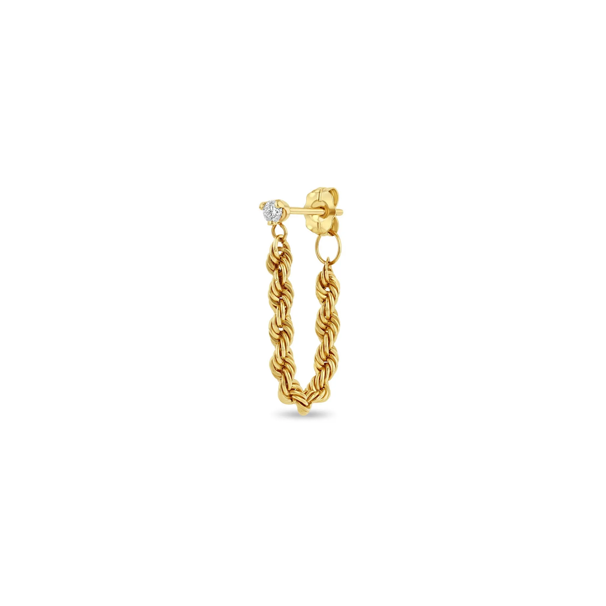 14k Gold Medium Rope Chain Huggie Earrings