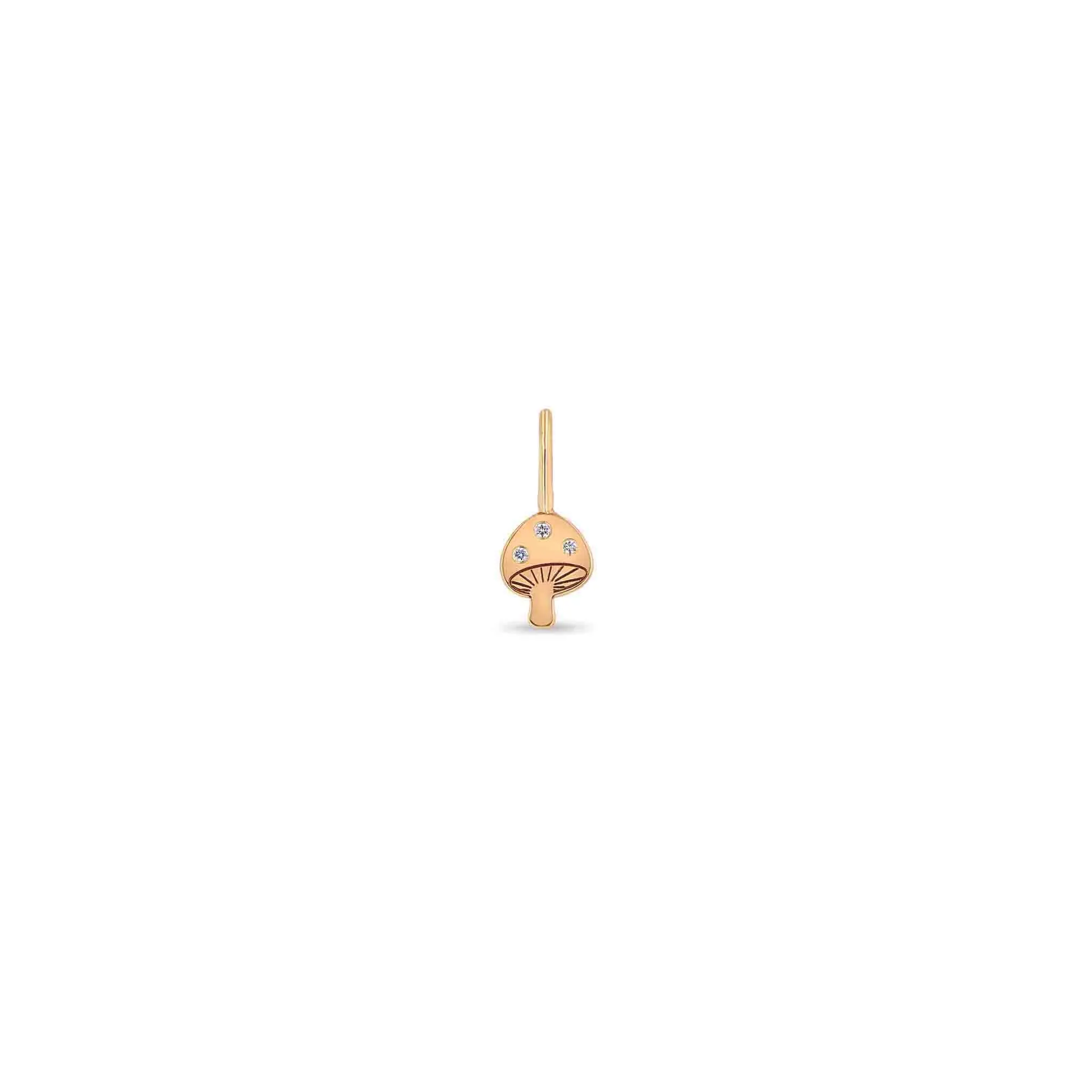 14k Single Midi Bitty Diamond Mushroom Charm