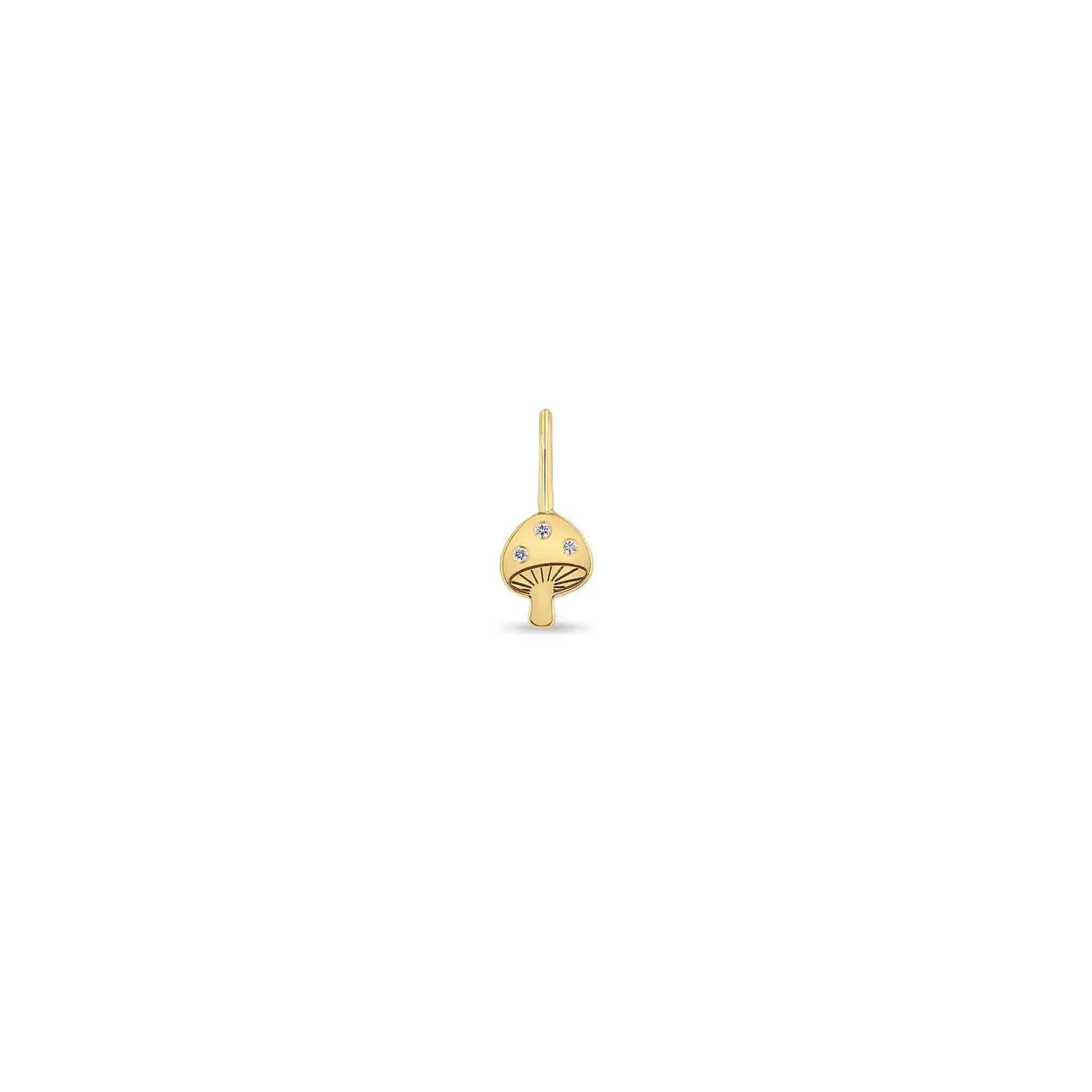 14k Single Midi Bitty Diamond Mushroom Charm