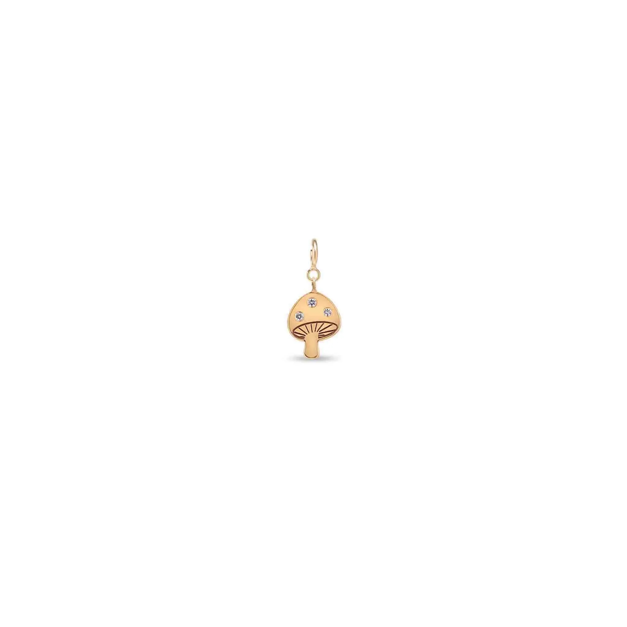 14k Single Midi Bitty Diamond Mushroom Charm