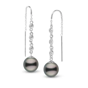 9.0-10.0 mm Tahitian Pearl and Diamond Threader Earrings