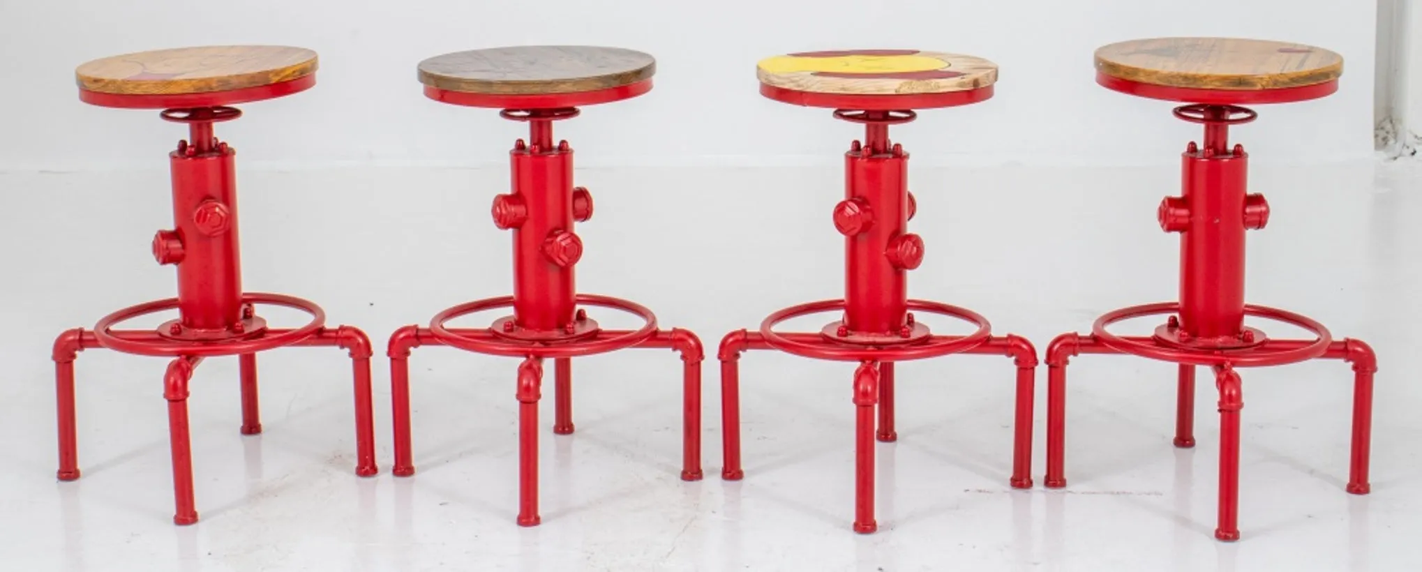 American Industrial "Outsider Art" Stools, Set of 4