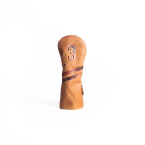 Americana Edition leather golf Headcover in Chestnut with Camo trim 3 wood