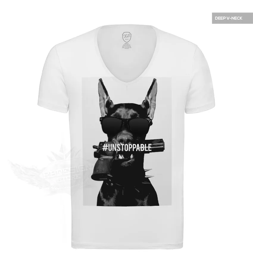 Armed Rottweiler Men's T-shirt Unstoppable Gun Dog Graphic Tee MD623