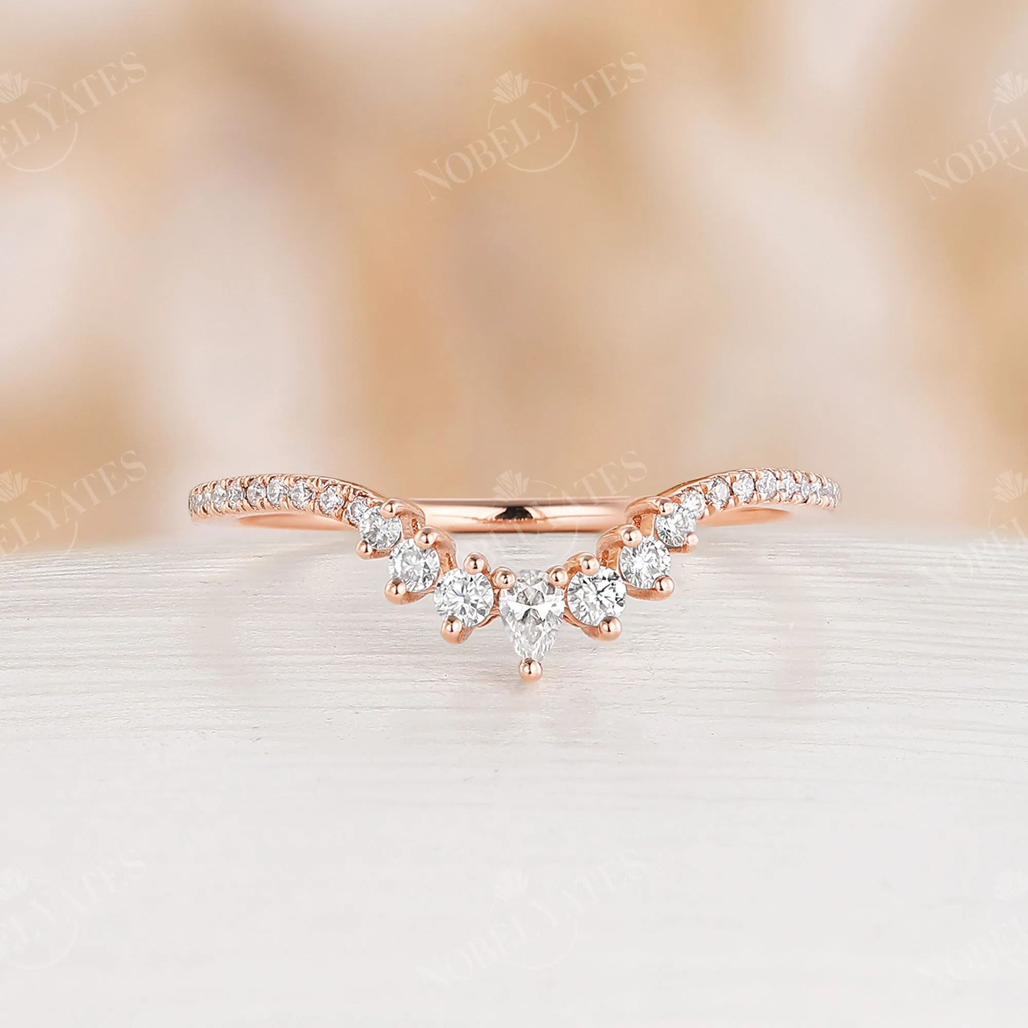 Blue Moonstone Rose Gold Engagement Ring Set Matching Band