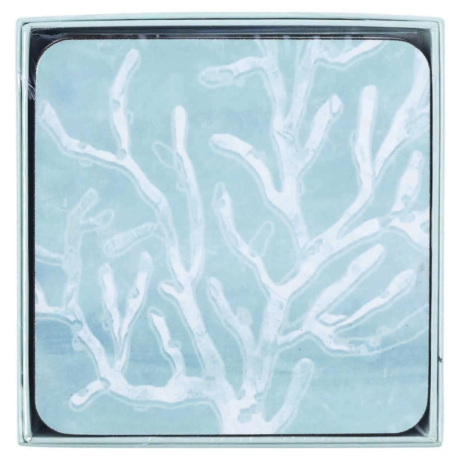 Cerulean Sea Coral Square Art Coasters - Set of 4