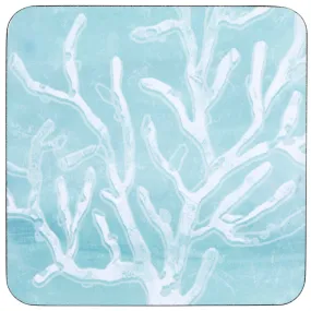 Cerulean Sea Coral Square Art Coasters - Set of 4