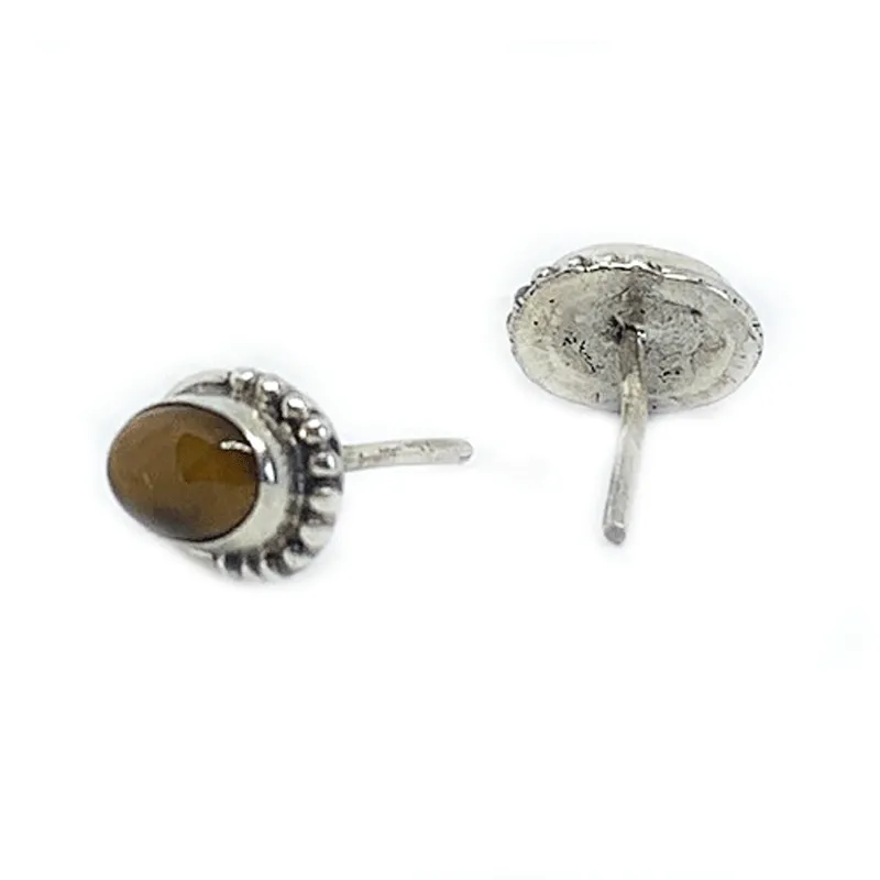 Chotto Tiger Eye Oval Bohemian Earrings