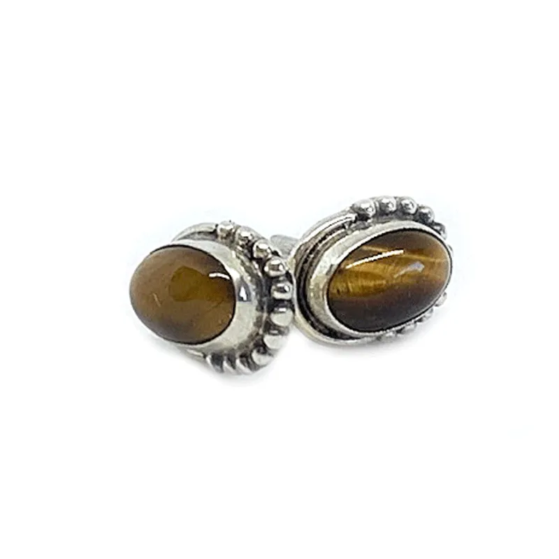 Chotto Tiger Eye Oval Bohemian Earrings