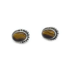 Chotto Tiger Eye Oval Bohemian Earrings