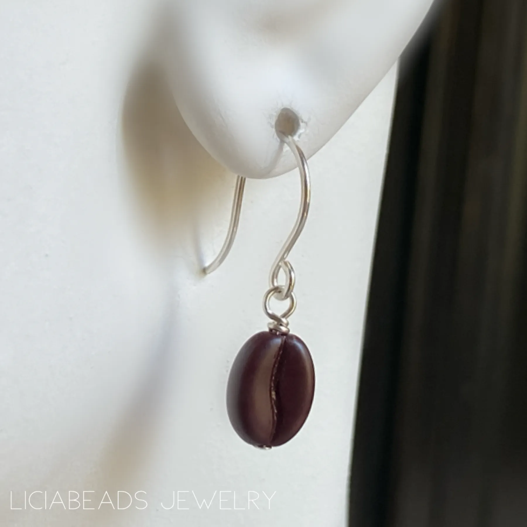 Coffee bean earrings in sterling silver