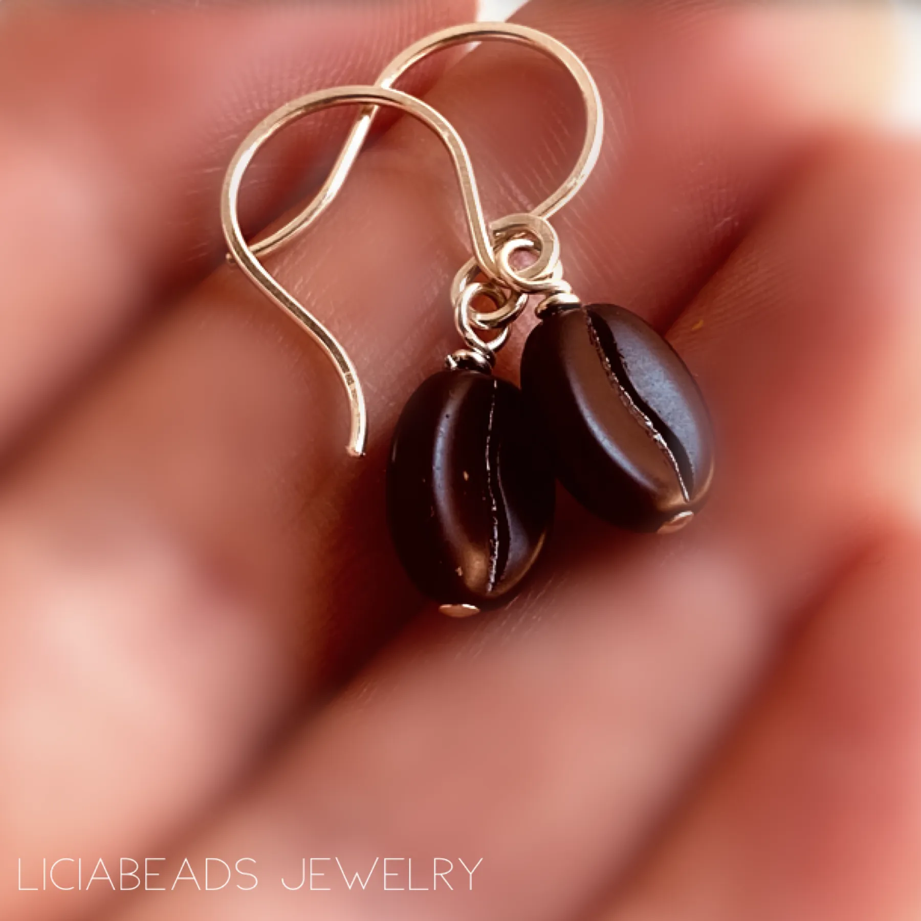 Coffee bean earrings in sterling silver