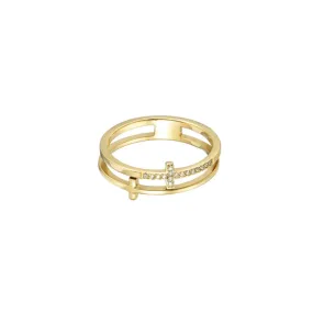 CROSSED LINES RING