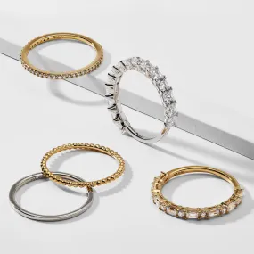 CZ MIXED SET OF 5 STACK RINGS