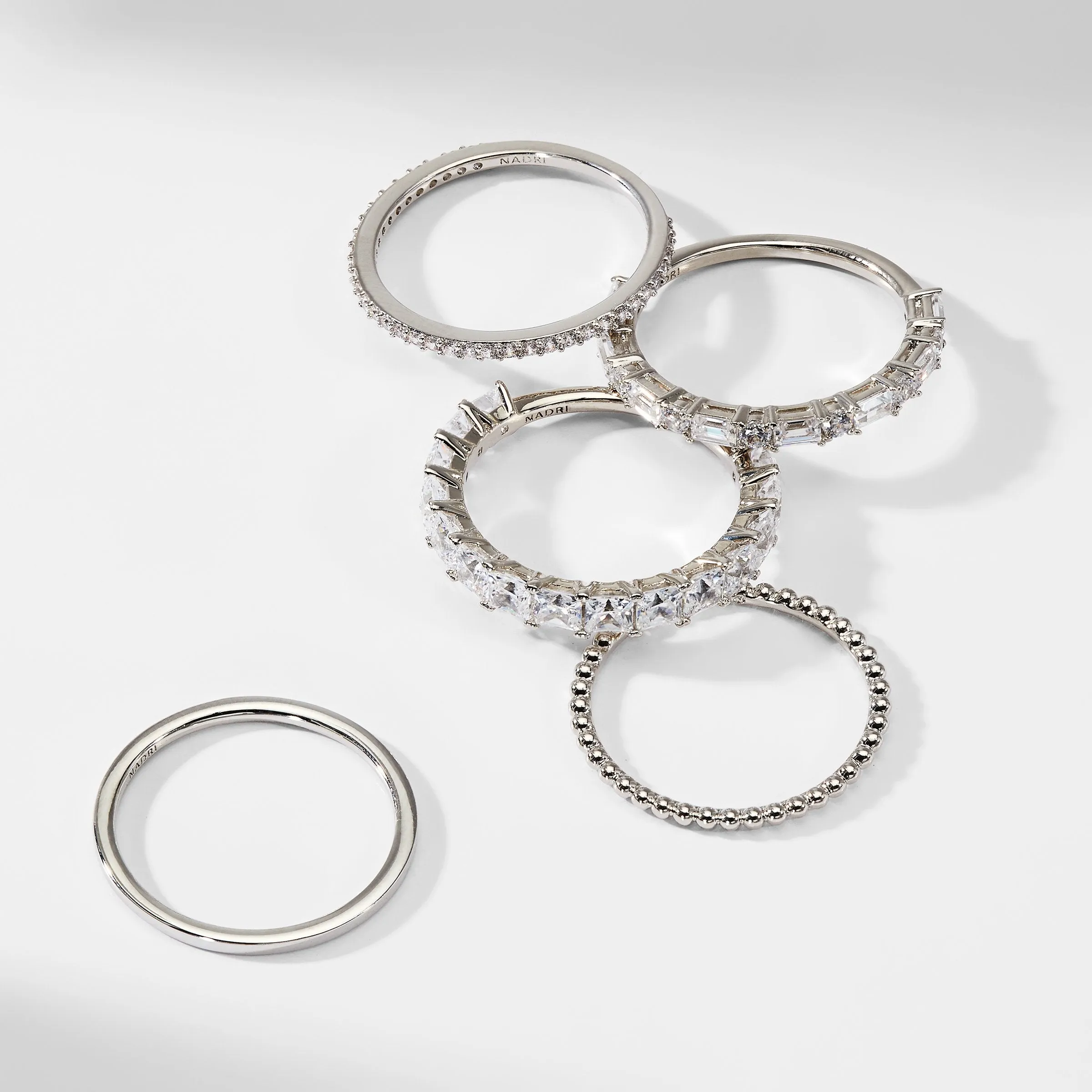 CZ MIXED SET OF 5 STACK RINGS