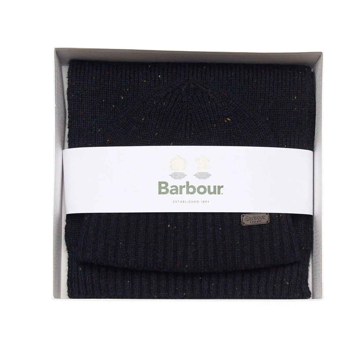 Gift Set Uomo Barbour Cappello Sciarpa Carlton Fleck Blu Navy