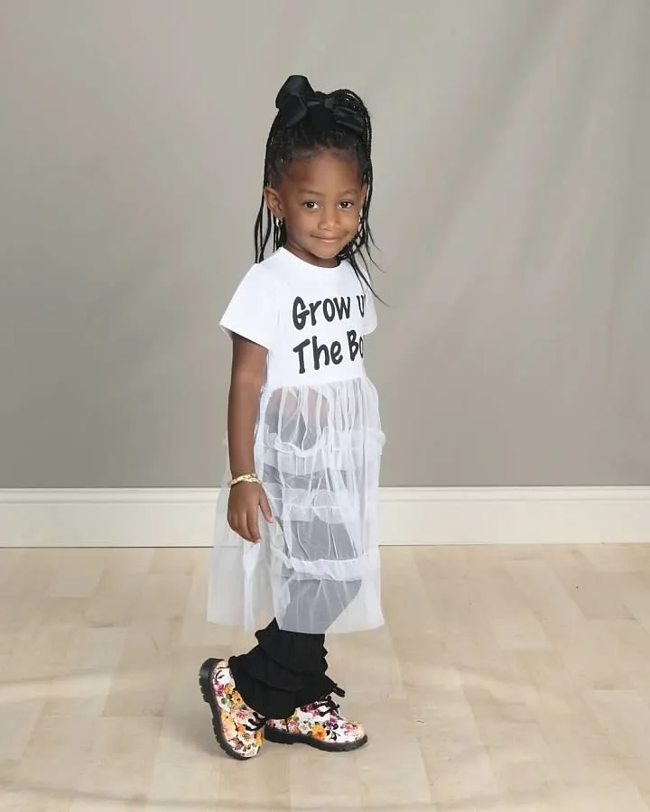 GIRLS FASHION SHORT SLEEVE "GROW UP THE BOSS" DRESS SHIRT