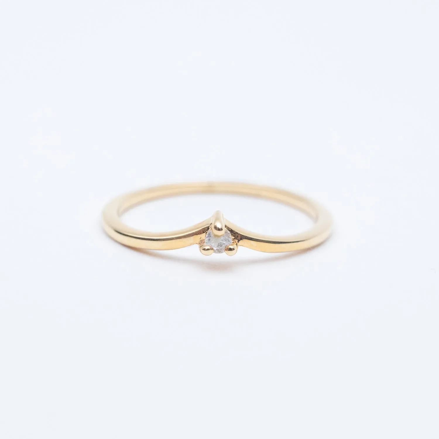 Gold Vermeil Claw Set Cubic Zirconia Chevron Ring