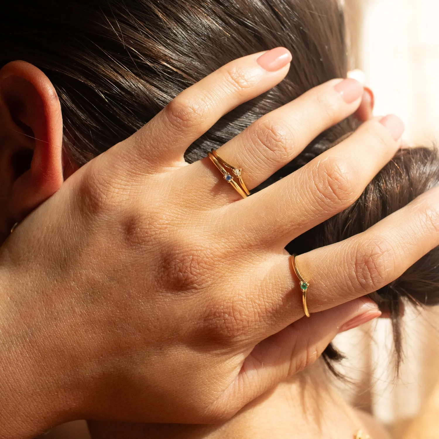 Gold Vermeil Claw Set Cubic Zirconia Chevron Ring