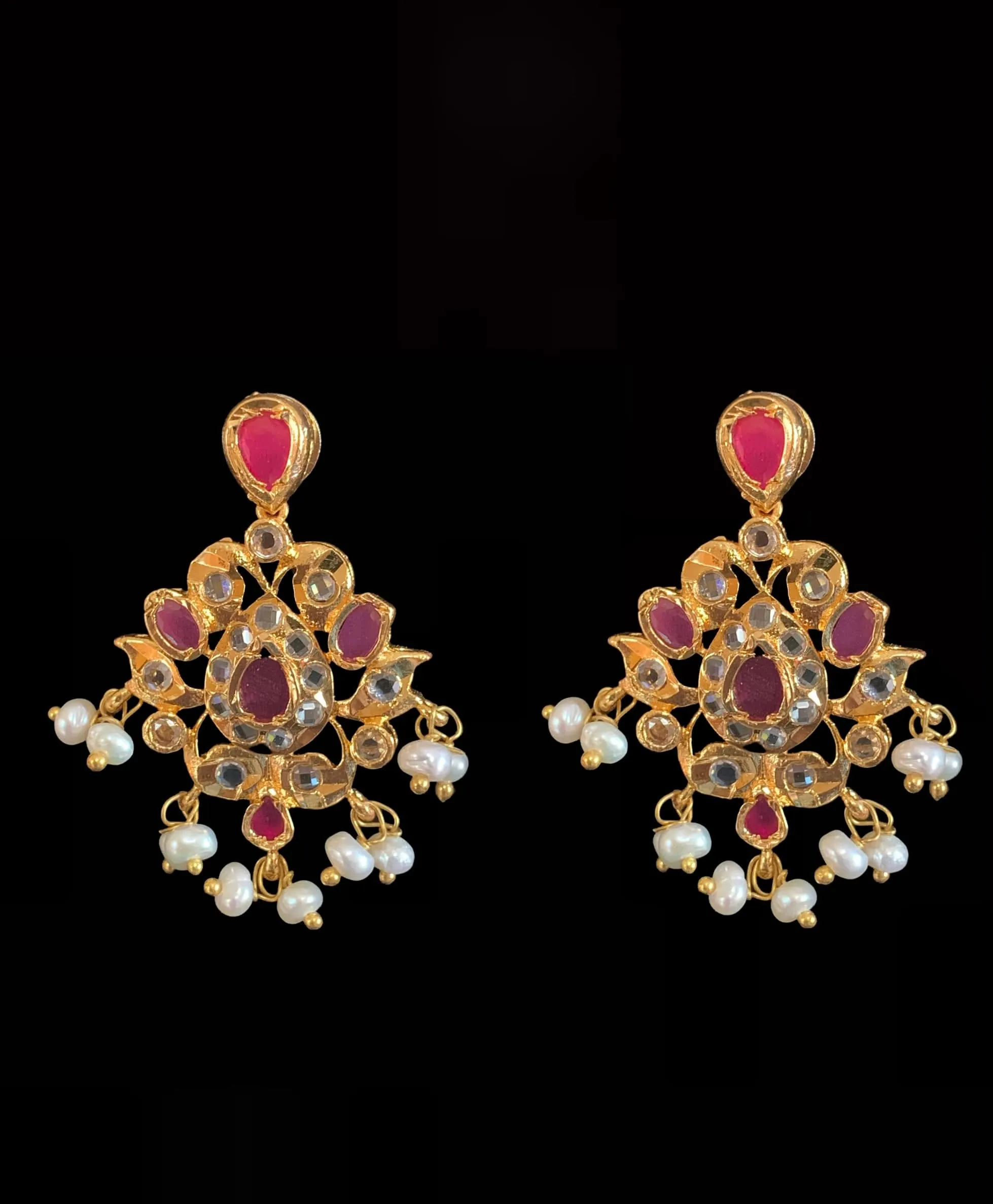 Hania hyderabadi pendant set in ruby ( READY TO SHIP )