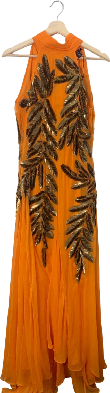 Karen Millen Orange Embellished Halter Neck Dress UK 8