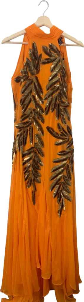 Karen Millen Orange Embellished Halter Neck Dress UK 8