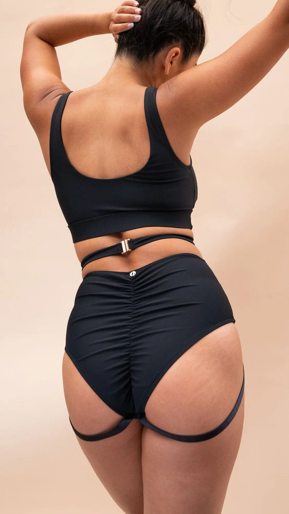 Kehlani High Waist - Adjustable Scrunch Garter High Waist Bottom Recycled Black