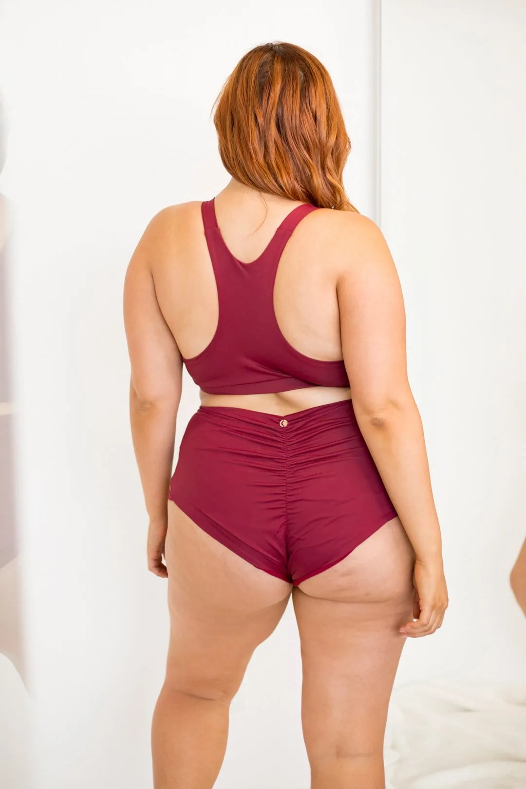 Khloe Bottom - Cut Out High Waist Bottoms Wine