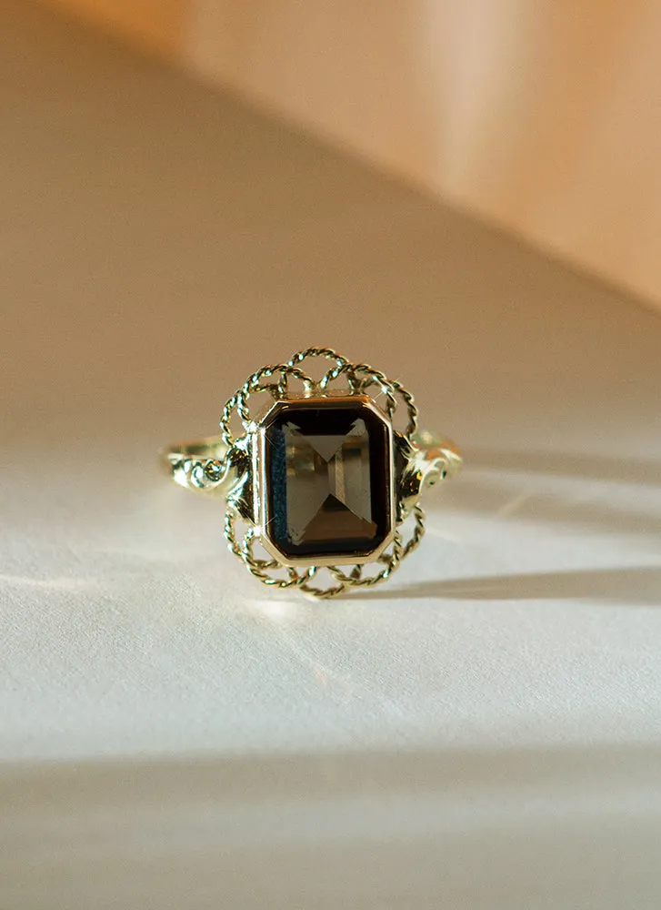 Leonis smoky quartz ring 14k gold