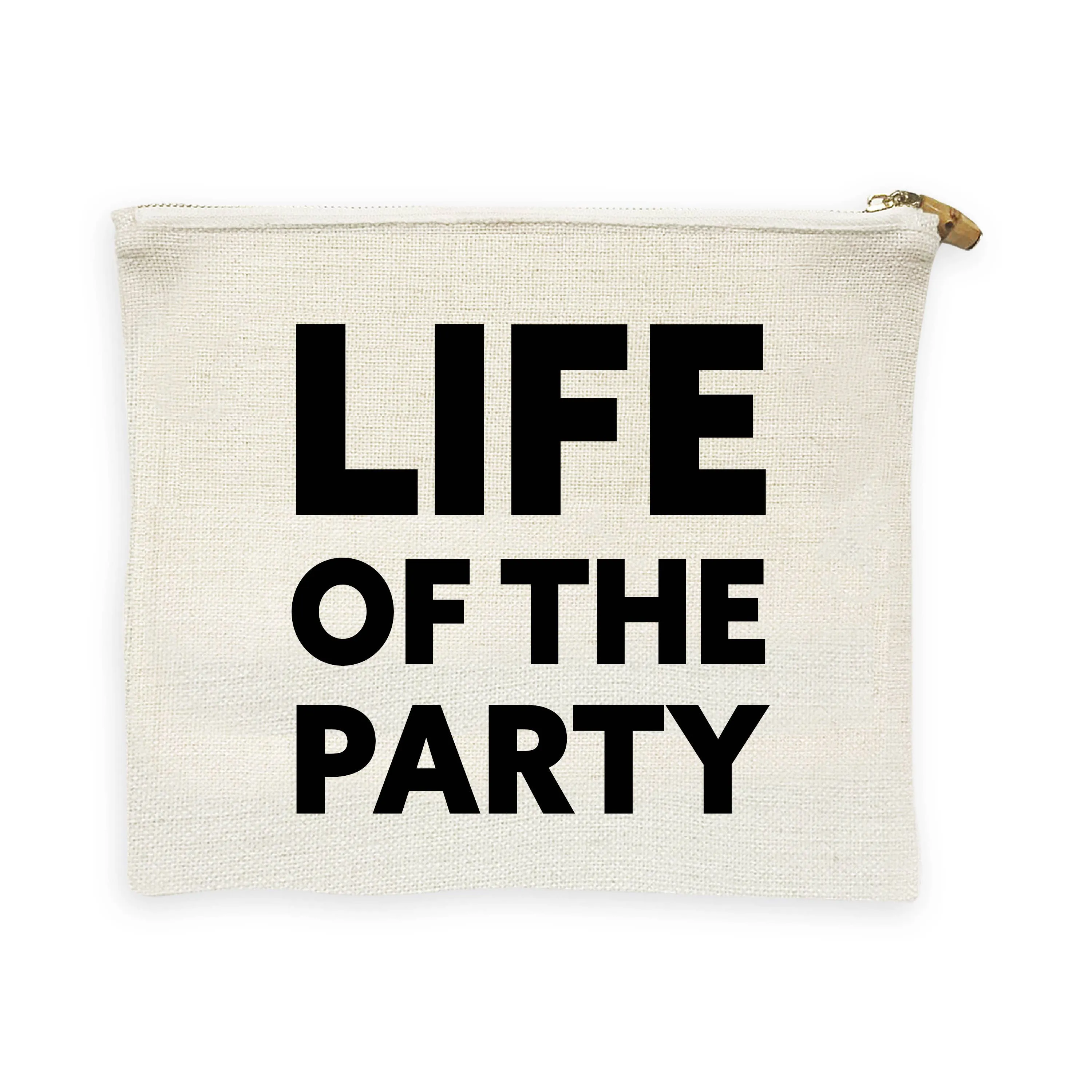 Linen Flat Zip- Life of the Party