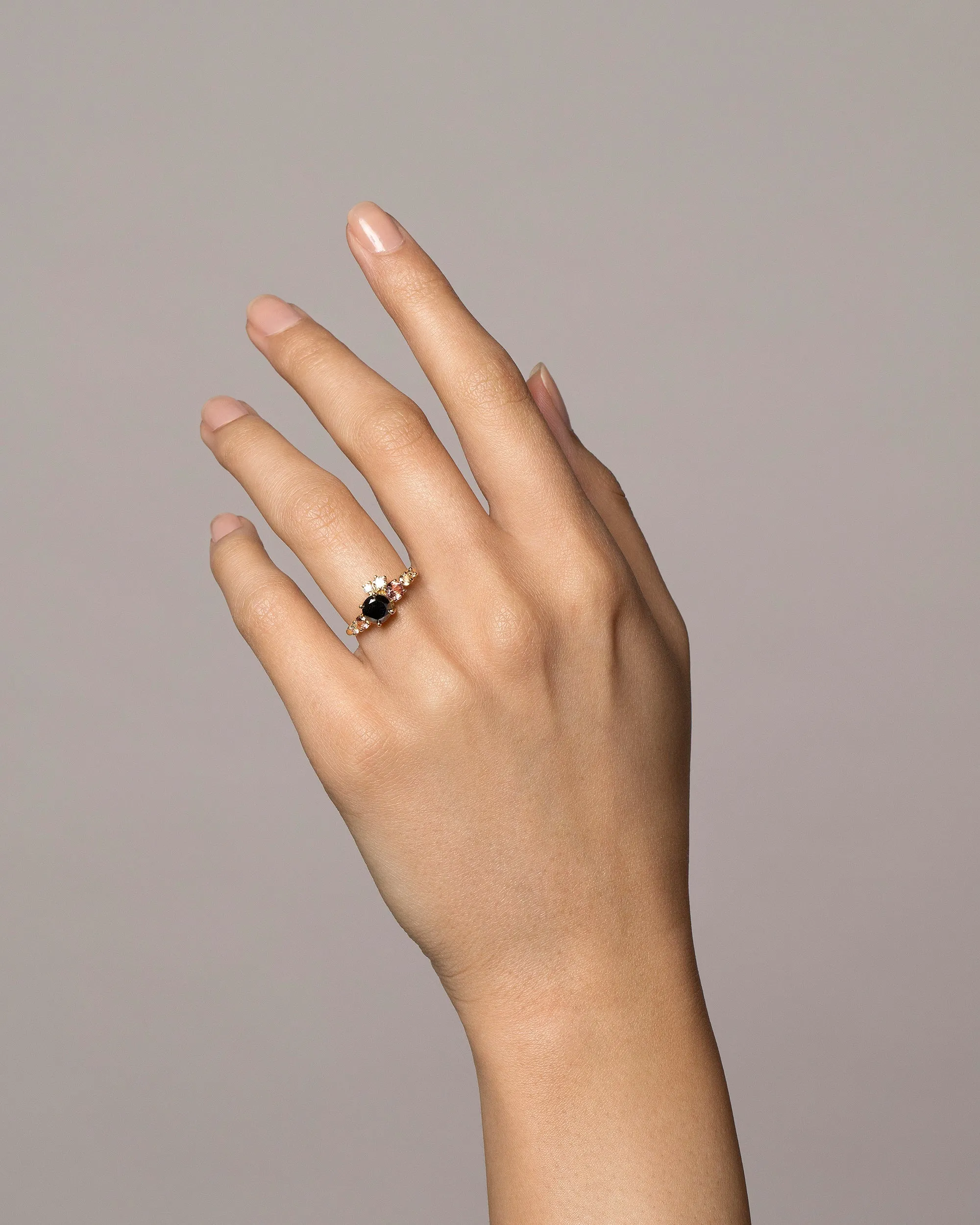 Luna Ring - Black & Champagne Diamond