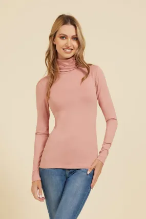 Majestic Soft Touch Long Sleeve Turtleneck in Bois De Rose