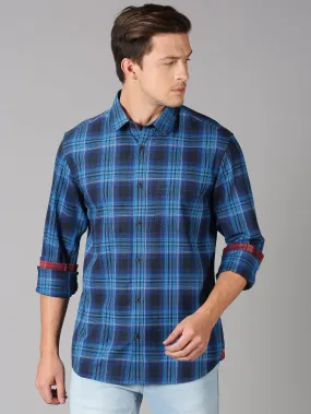 MEN'S BLUE CHECK SLIM FIT SHIRT