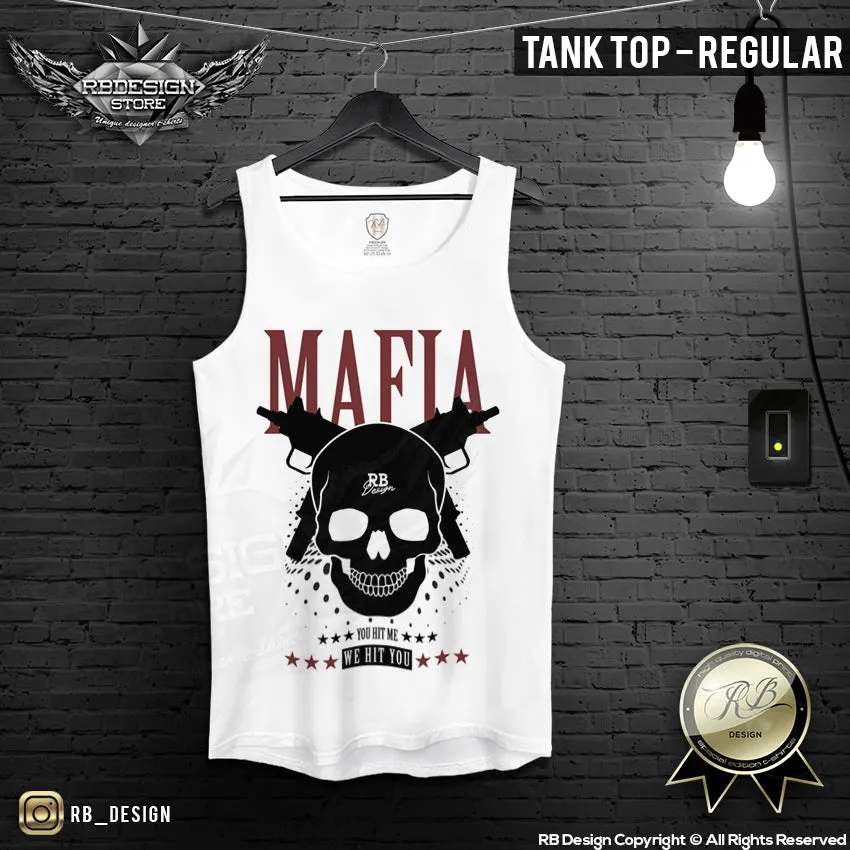 Men's Mafia T-shirt Gangster Skull Uzi Machine Gun MD627