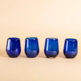 Mezcaleros azul cobalto de vidrio soplado (set de 4)