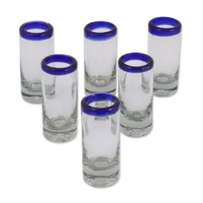 Novica Cobalt Classics Blown Glass Tequila Glasses (Set Of 6)