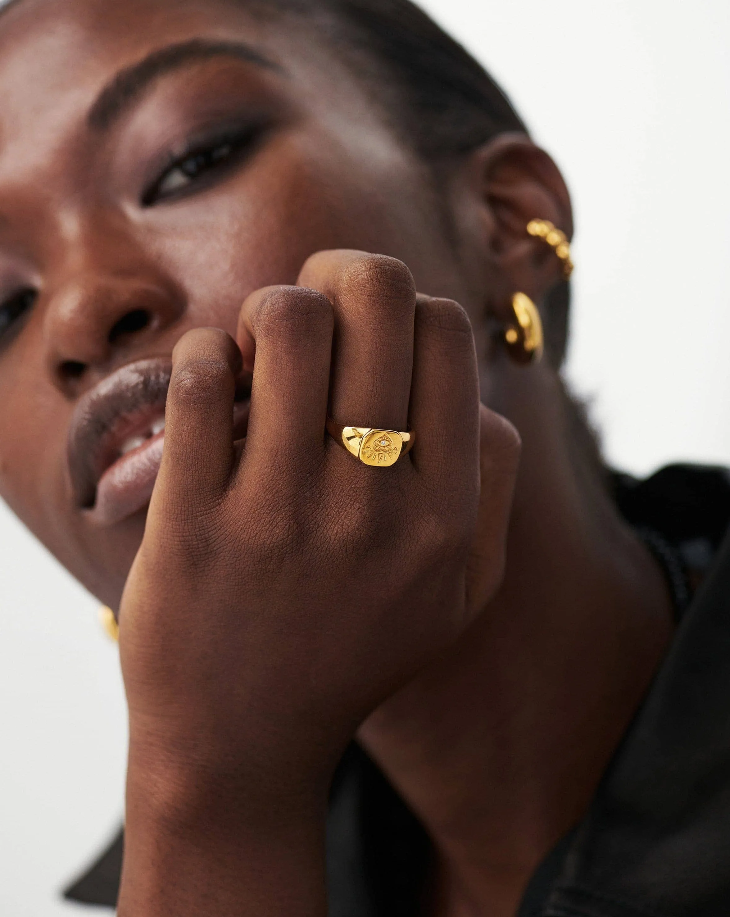 Open Heart Signet Ring | 18ct Gold Plated Vermeil