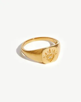 Open Heart Signet Ring | 18ct Gold Plated Vermeil