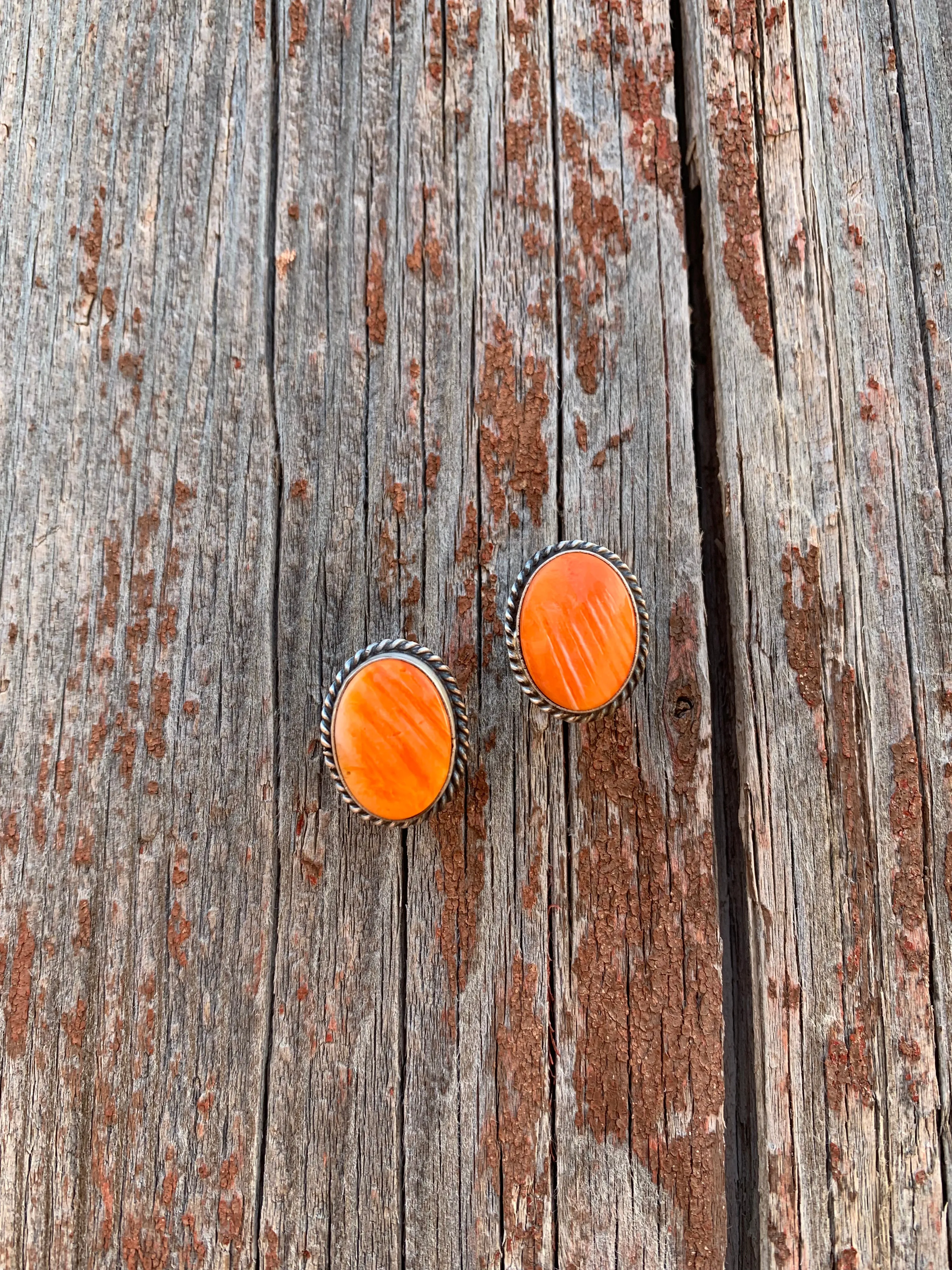 Orange Spiny Post earrings