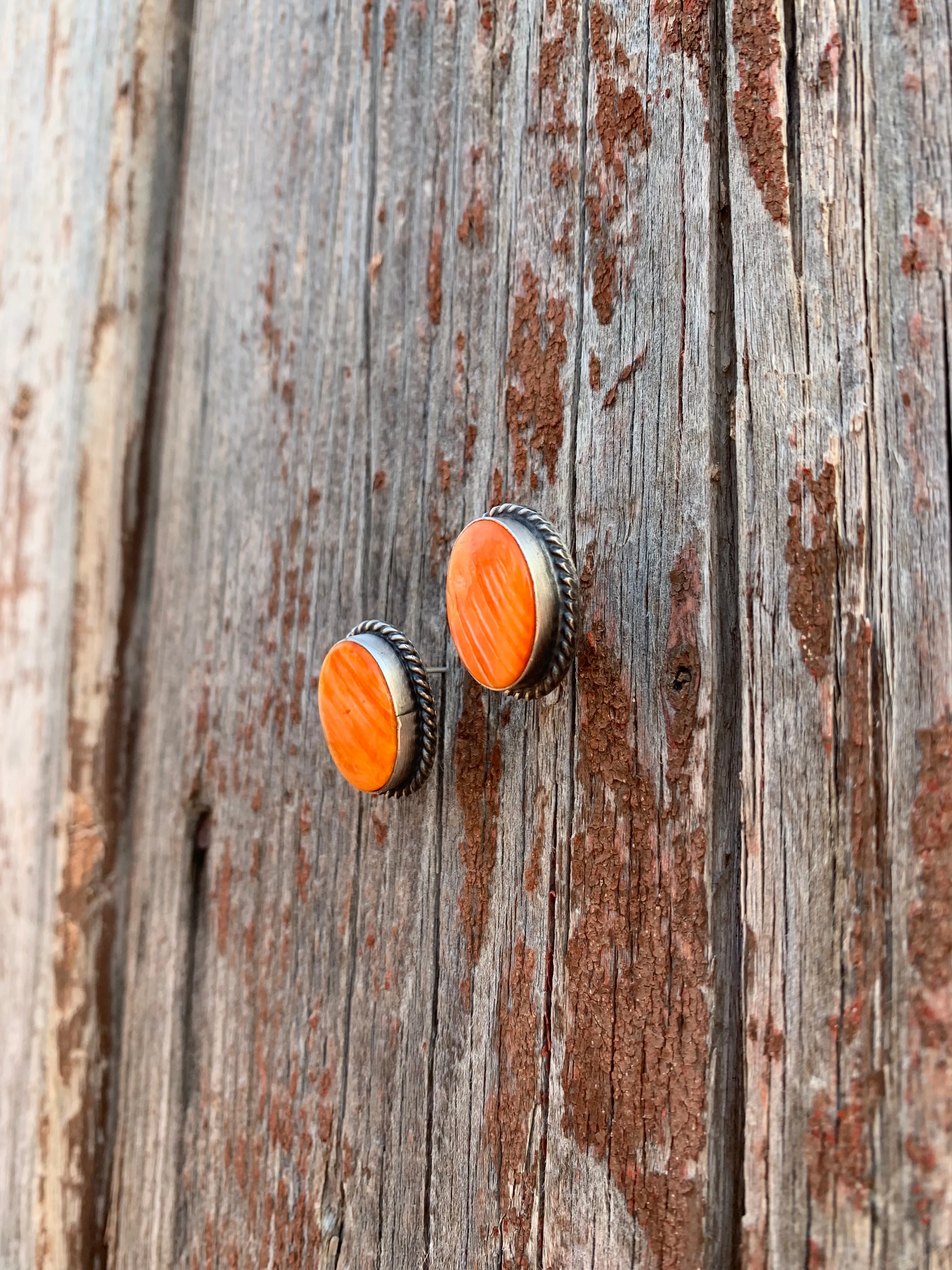 Orange Spiny Post earrings