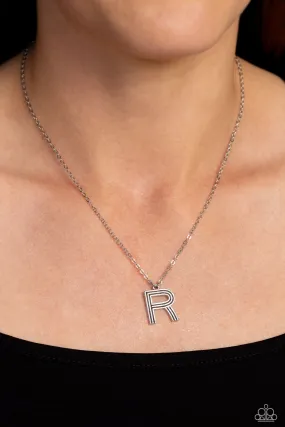 Paparazzi Leave Your Initials Silver R Necklace & Earring Set