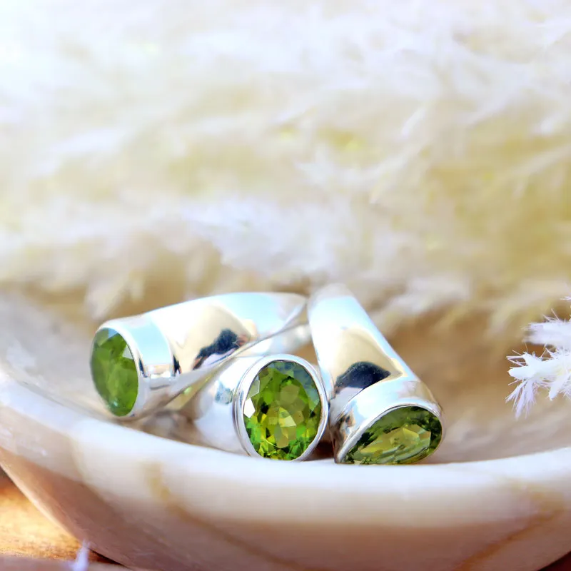 Peridot Round Gemstone Boho Ring