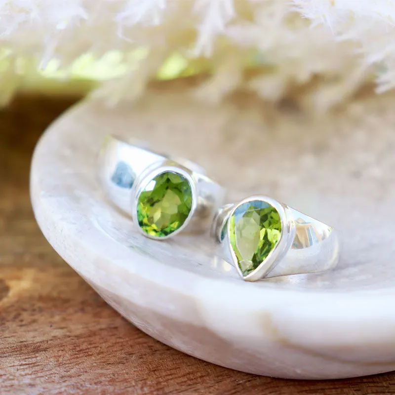 Peridot Round Gemstone Boho Ring