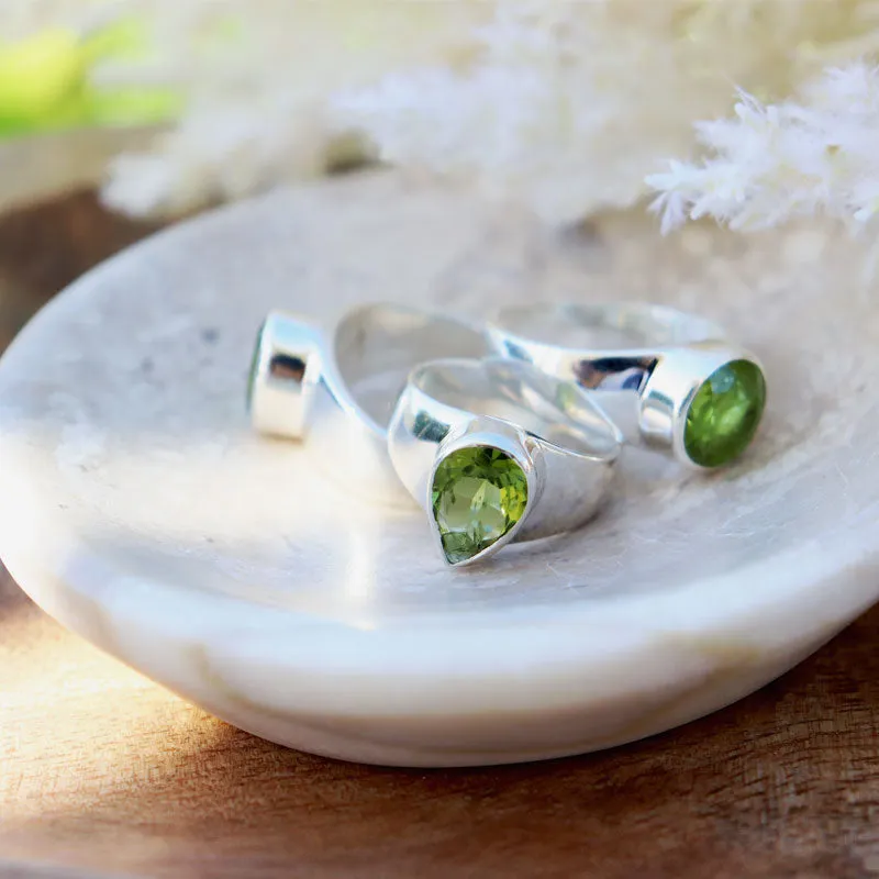 Peridot Round Gemstone Boho Ring