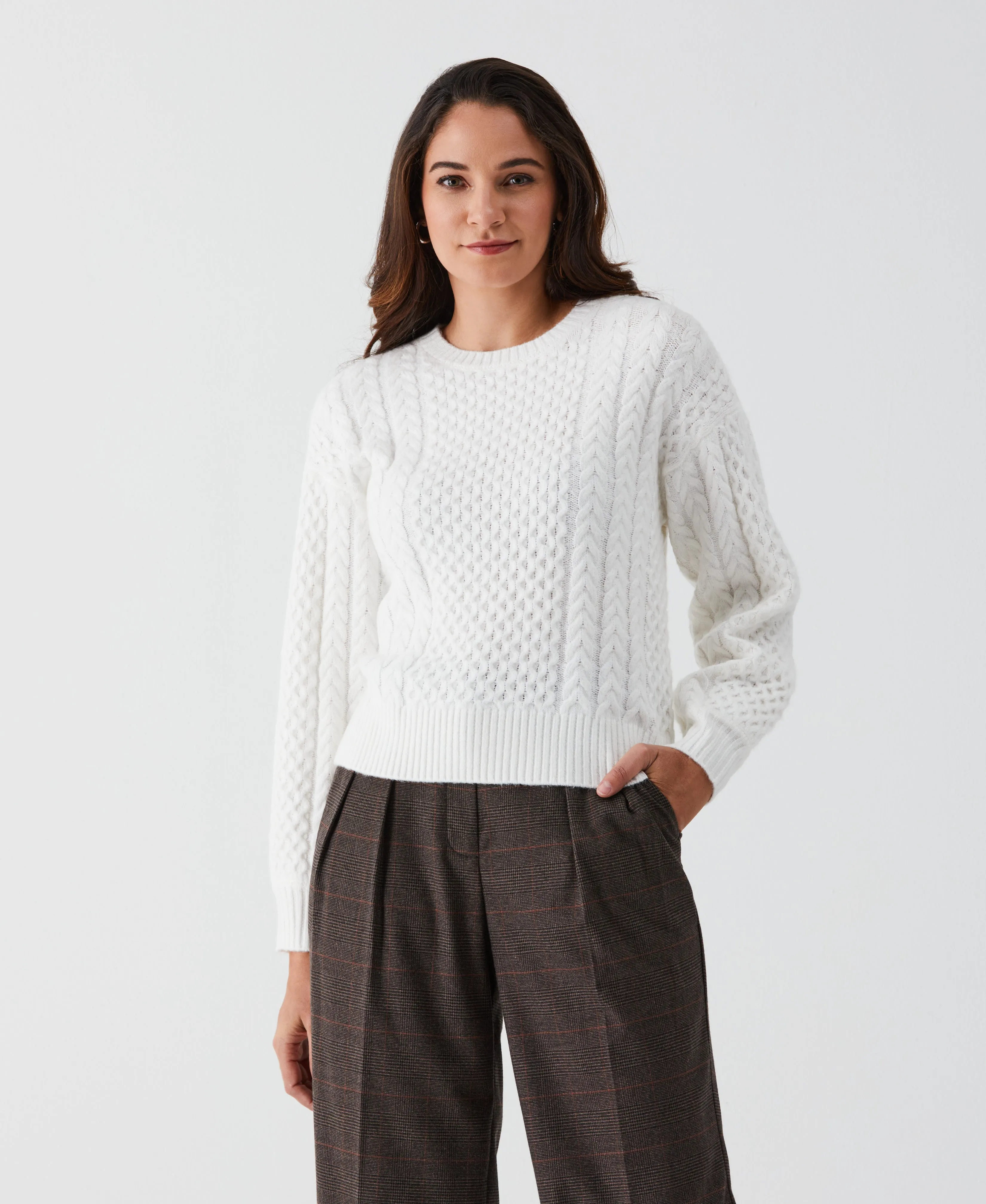 Petite Relaxed Cable Knit Sweater