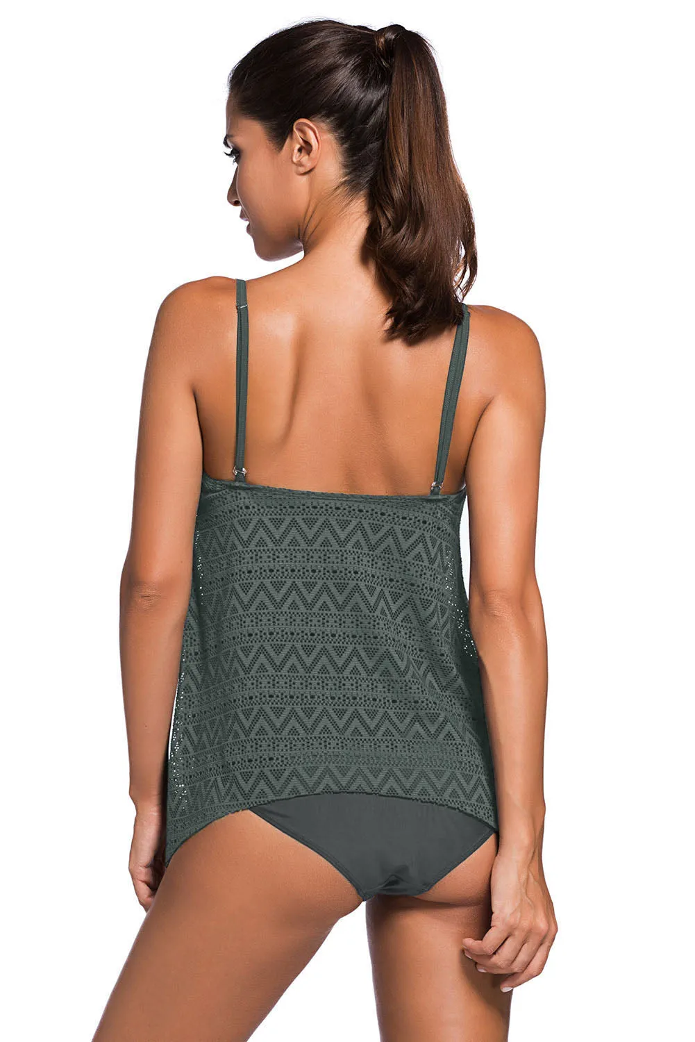 Plus-Size-Tankini-Set mit Spaghettiträgern und U-Ausschnitt