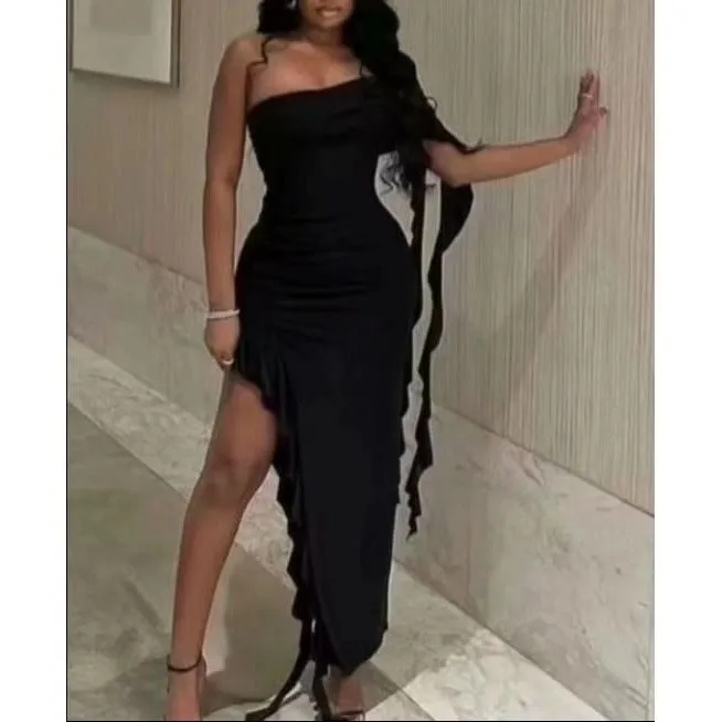 Ruffle Off Shoulder Sexy Bodycon Dress