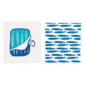 Sardines Eco-Friendly blu Sponge Cloth - Set of 2