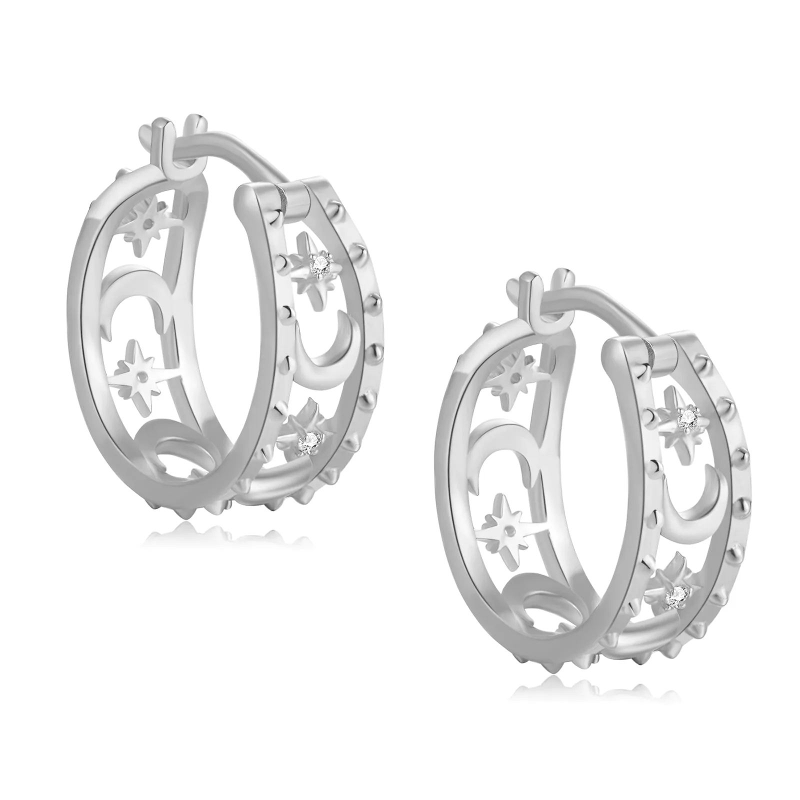 Silver Huggie Earrings - Faith