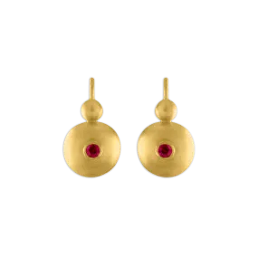 Small Ruby Bulla Hook Earrings